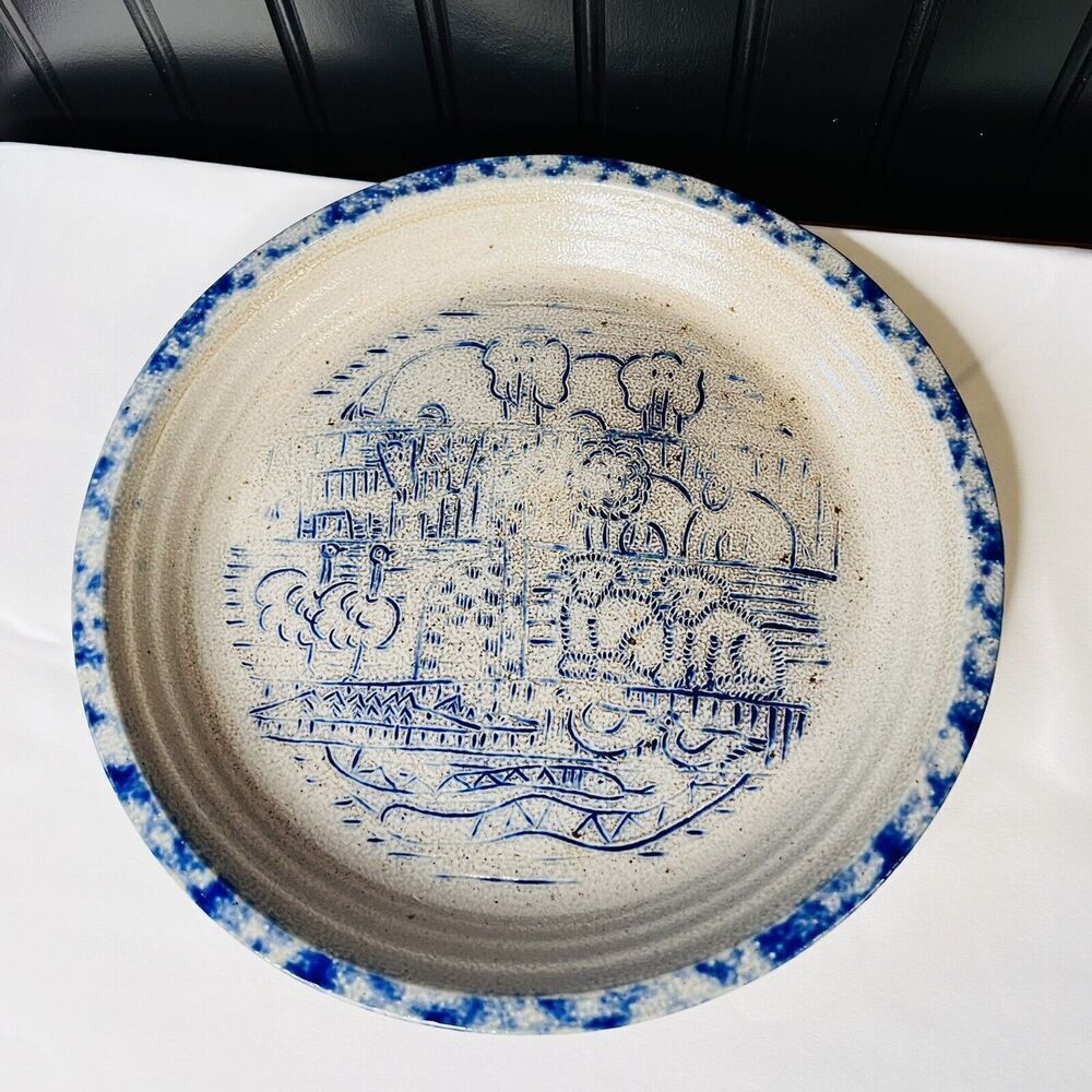 Eldreth Pottery Redware Noah’s Ark 1995 Animals Nursery Folk Farmhouse Pie Plate